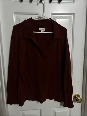 Ava & Viv Ribbed Knit Top in Deep Brown
